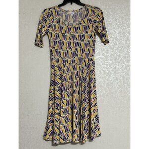 LuLaRoe Women's Medium Geometric Print Fit and‎ Flare Casual Dress